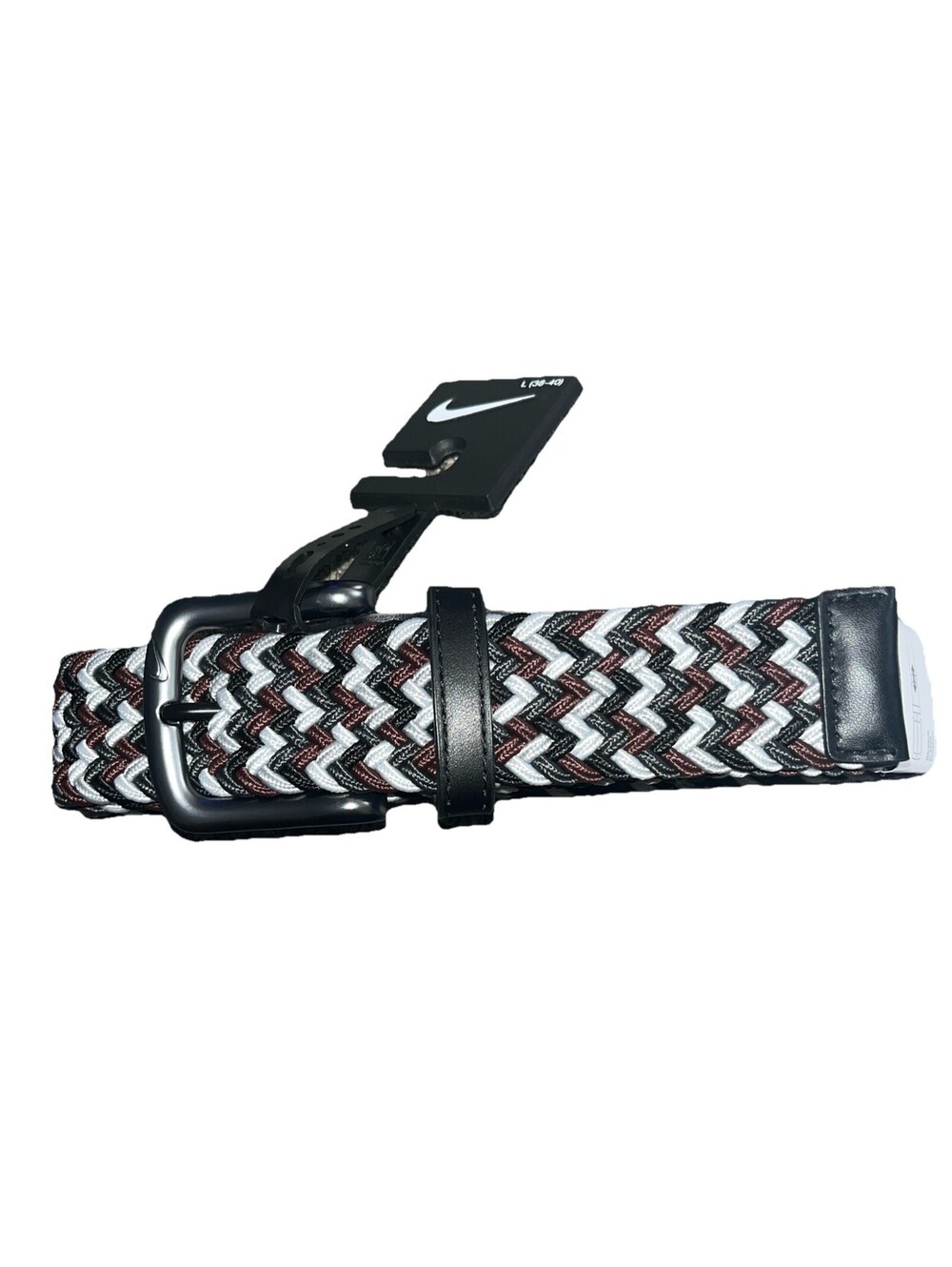 Nike Flex/Stretch Golf Woven Belt Burgundy/Black/Gray/Charcoal Large (38-40)